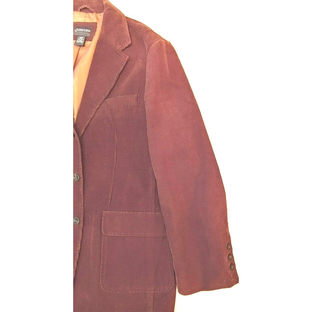 ST Johns Bay Men's Size L Brown Blazer Button Pocket Corduroy Sports Jacket - Picture 3 of 5